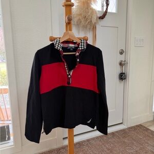 Nautica Black Pullover with White Logo Snap